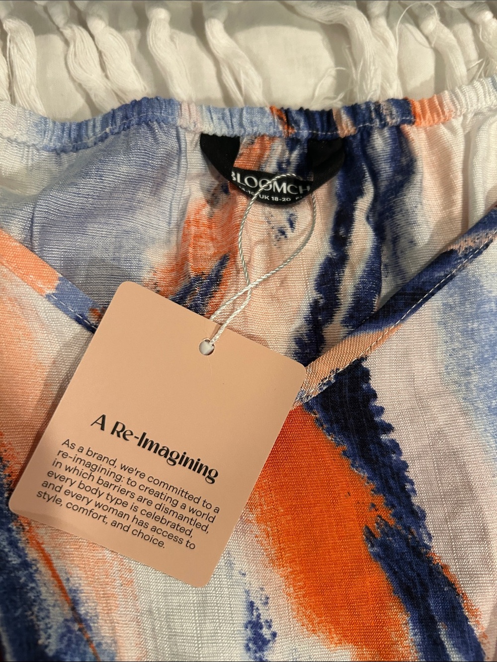 Bloomchic NWT 14-16 Abstract Brushstroke Midi Dress in Blue, Teal & Orange - Picture 2 of 9